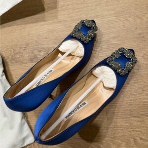 Manolo Blahnik Royal Blue Satin Heels